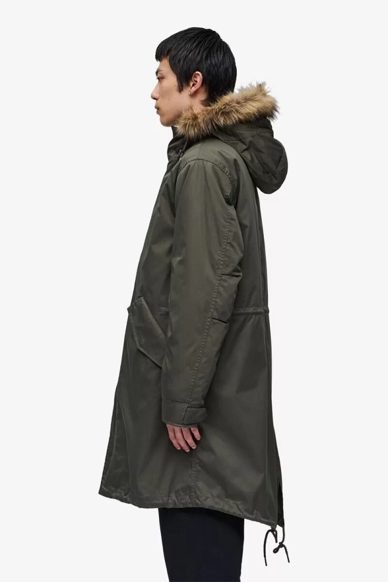 fred perry herrenparka mit reißverschlussfutter feldgrün