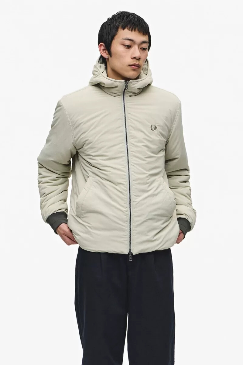 fred perry herrenparka mit reißverschlussfutter feldgrün
