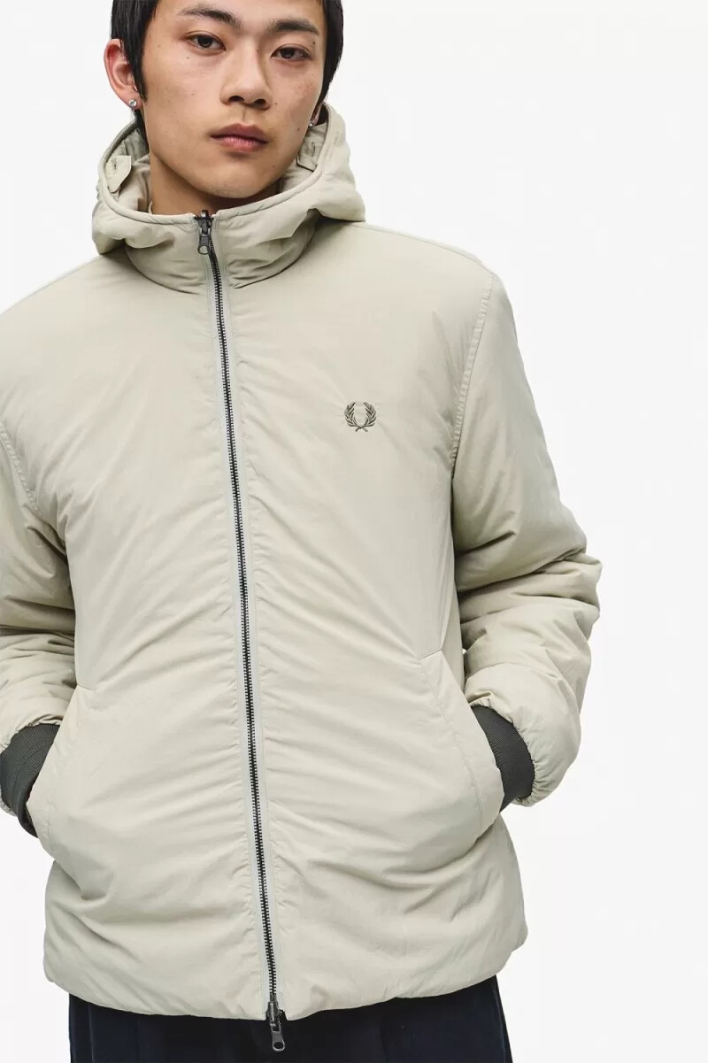 fred perry herrenparka mit reißverschlussfutter feldgrün