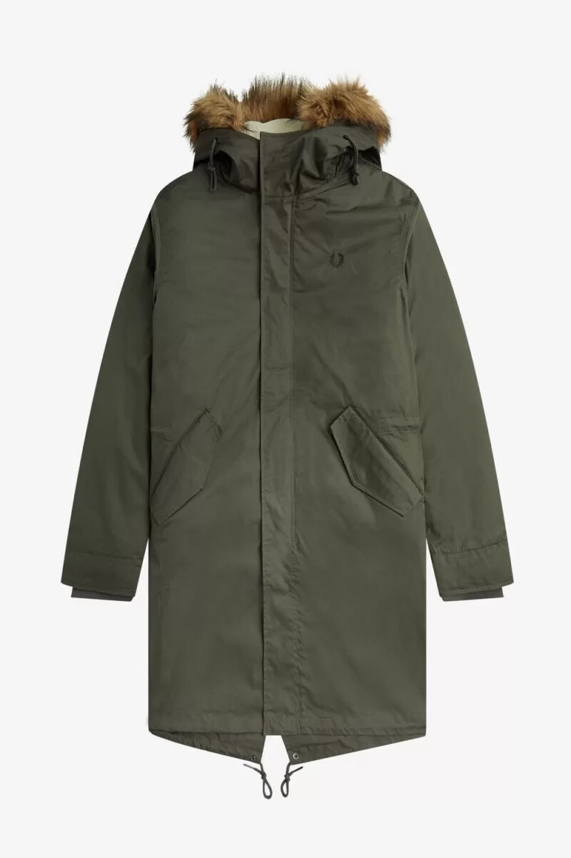 fred perry herrenparka mit reißverschlussfutter feldgrün