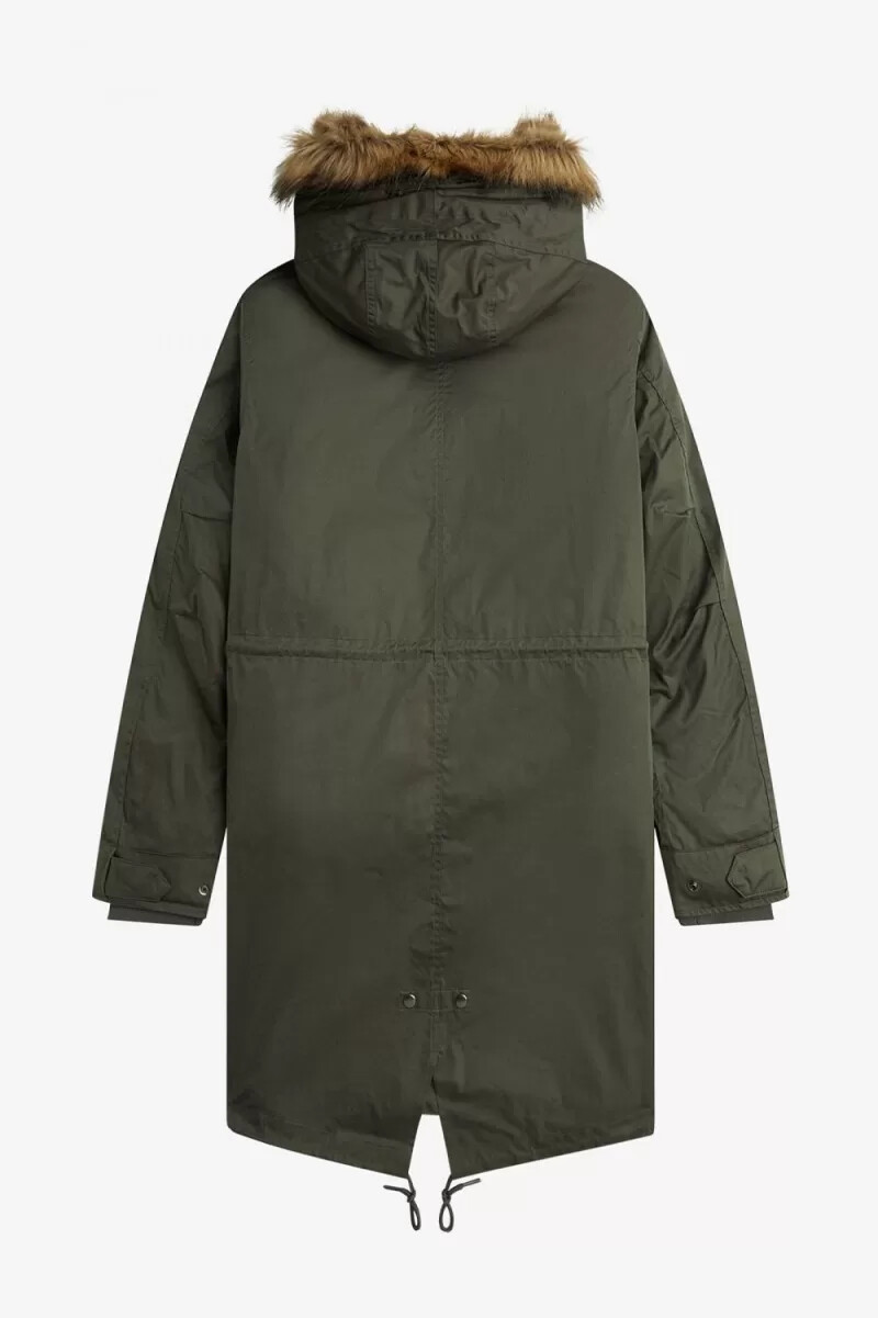 fred perry herrenparka mit reißverschlussfutter feldgrün