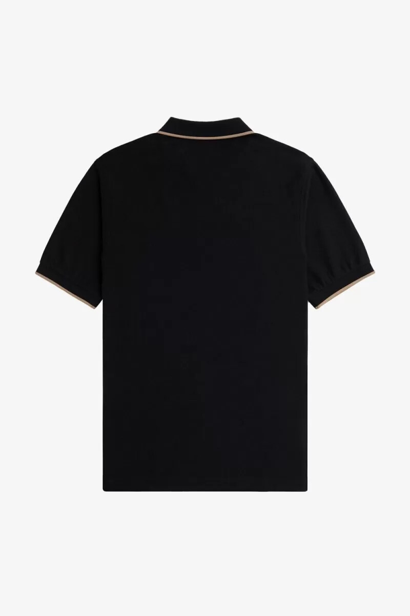 fred perry herren-poloshirt aus krepp-piqué mit reißverschlusskragen schwarz