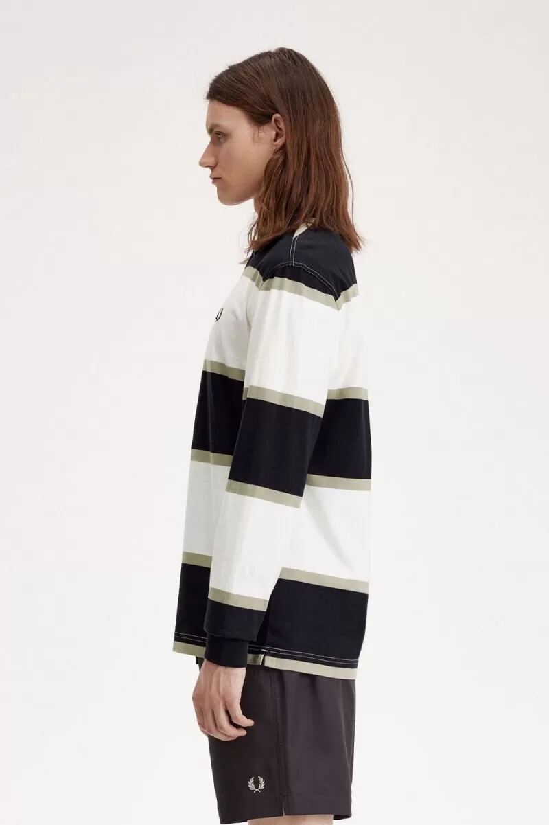 fred perry herren-poloshirt mit streifenmuster schneeweiß