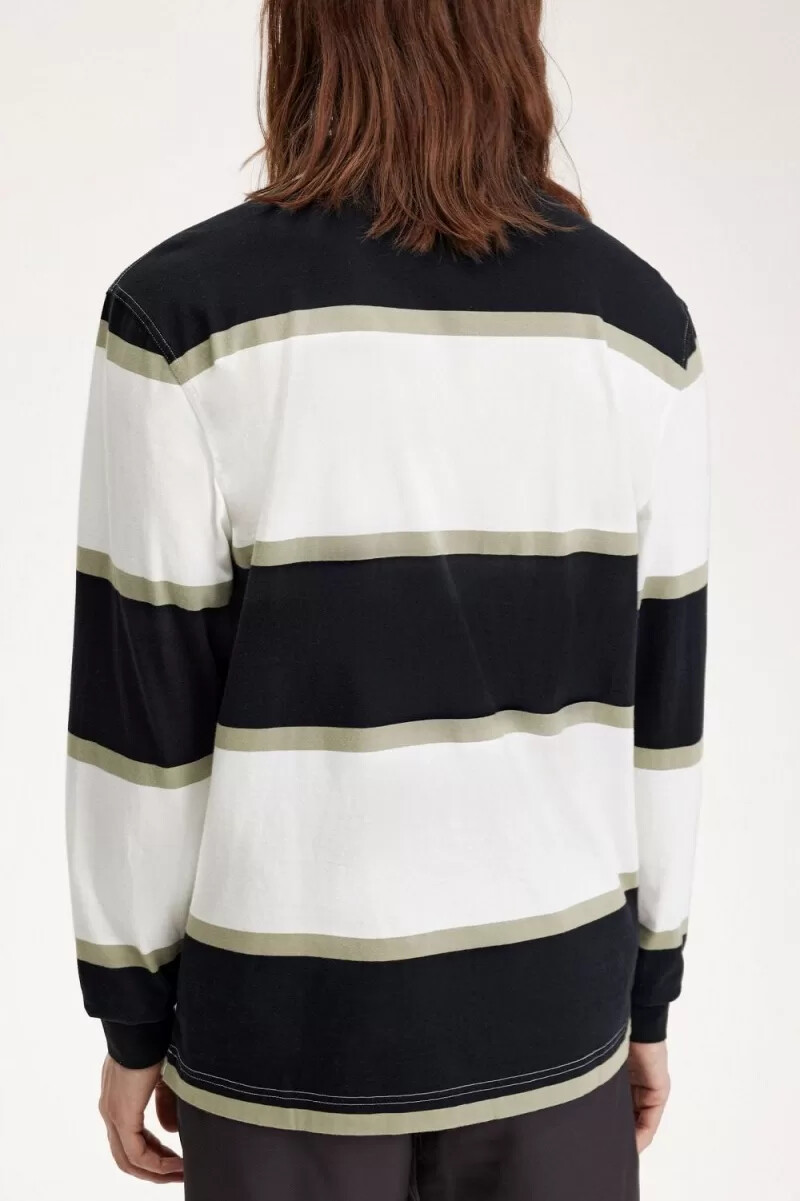 fred perry herren-poloshirt mit streifenmuster schneeweiß