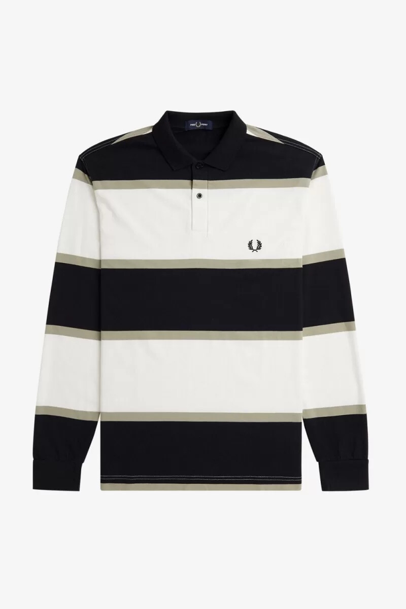 fred perry herren-poloshirt mit streifenmuster schneeweiß