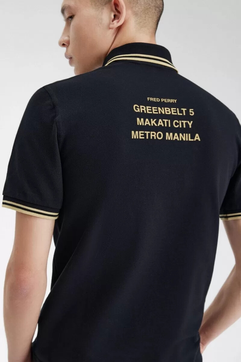 fred perry makati m12 herren-poloshirt schwarz champagner