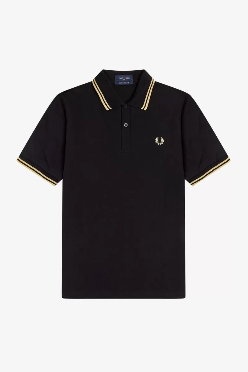 fred perry makati m12 herren-poloshirt schwarz champagner