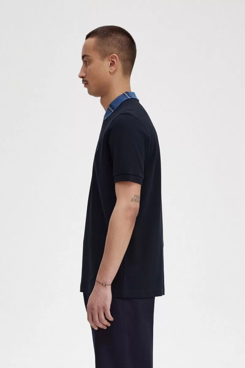 fred perry poloshirt mit grafikkragen für herren marineblau