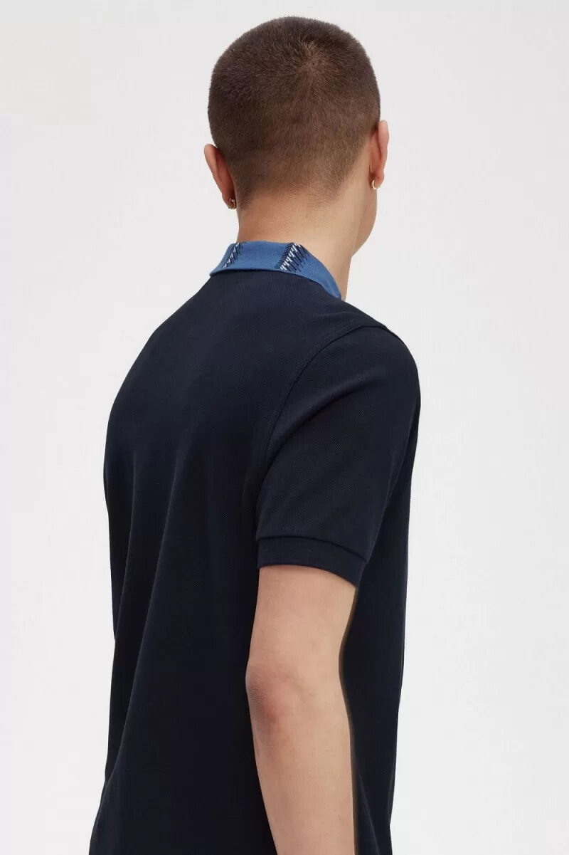 fred perry poloshirt mit grafikkragen für herren marineblau
