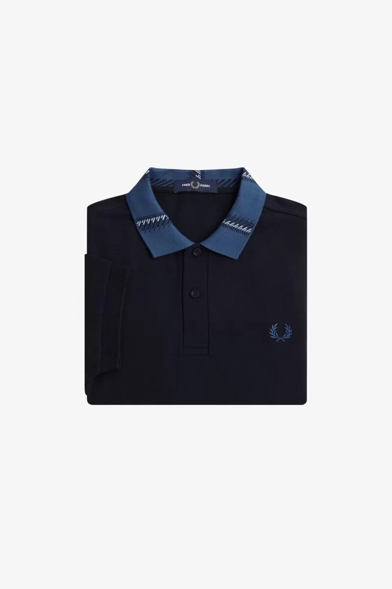 fred perry poloshirt mit grafikkragen für herren marineblau