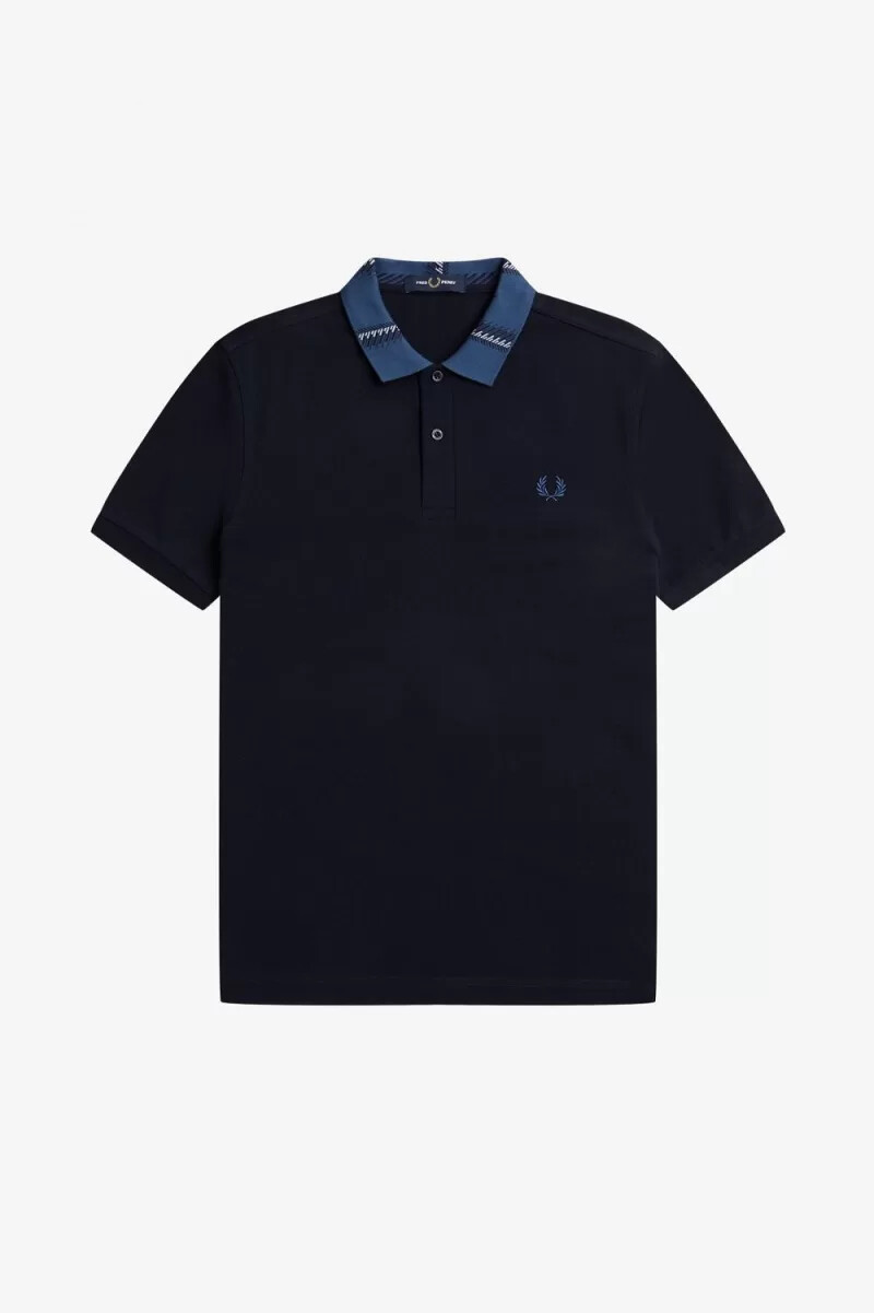 fred perry poloshirt mit grafikkragen für herren marineblau