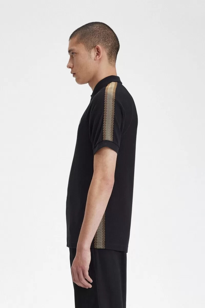 fred perry herren-poloshirt mit wabenmuster schwarz