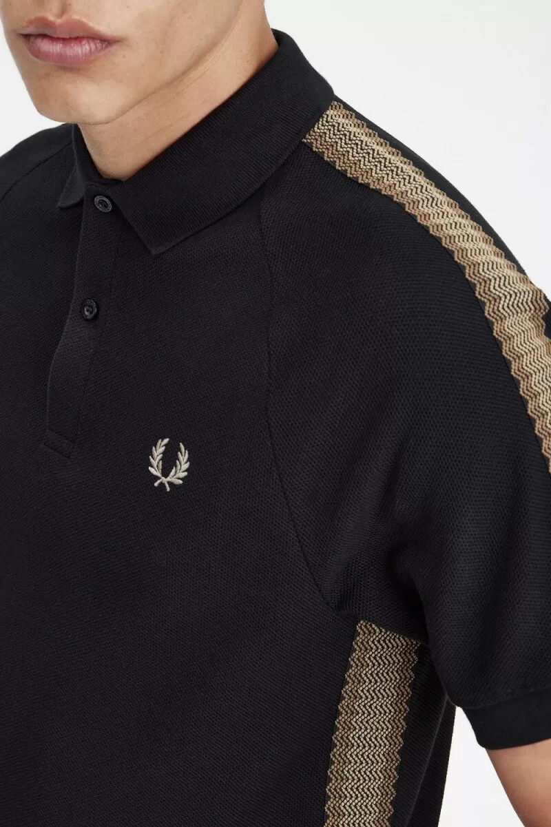 fred perry herren-poloshirt mit wabenmuster schwarz