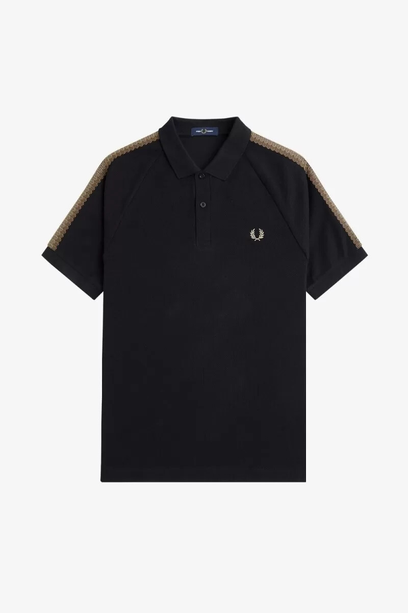 fred perry herren-poloshirt mit wabenmuster schwarz