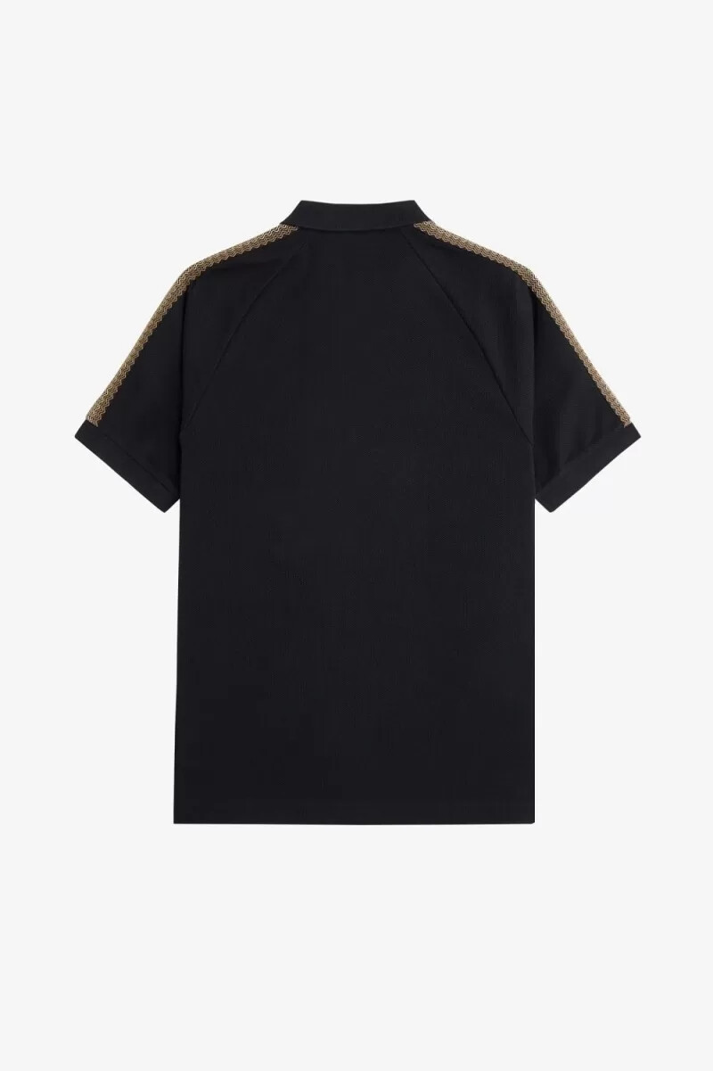 fred perry herren-poloshirt mit wabenmuster schwarz