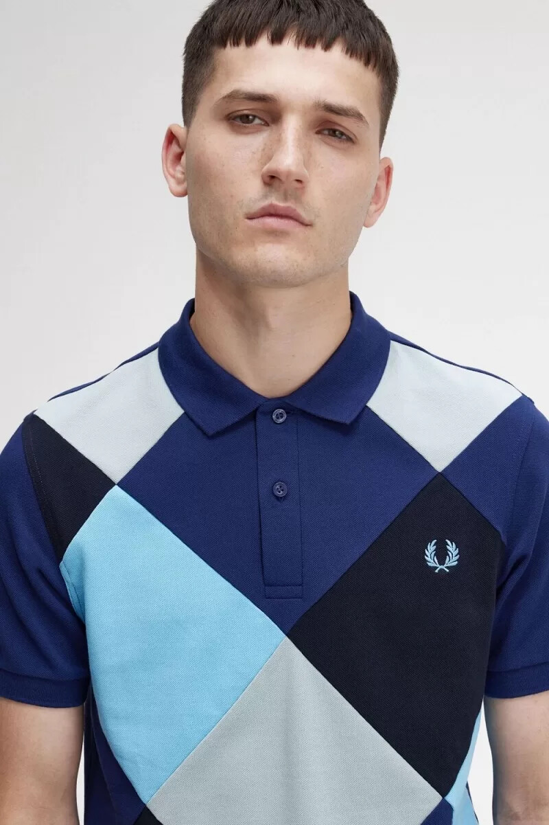 fred perry harlequin herren-polohemd französischblau