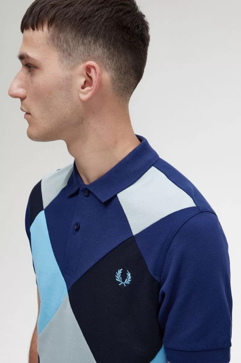 fred perry harlequin herren-polohemd französischblau
