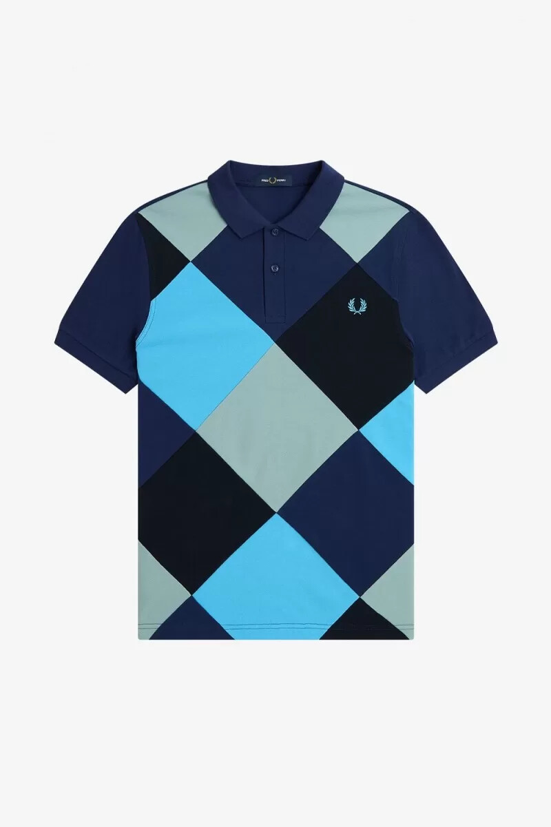 fred perry harlequin herren-polohemd französischblau
