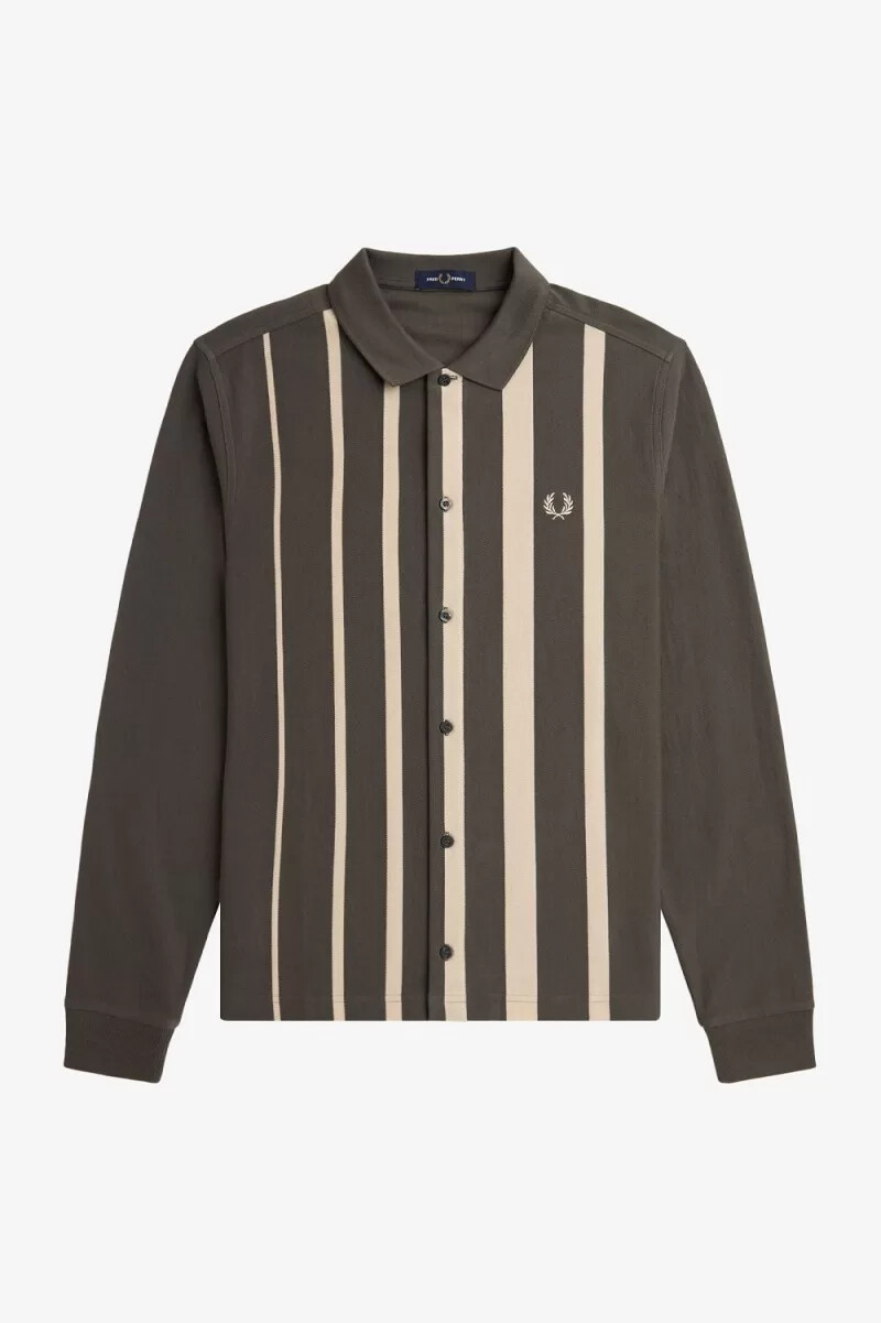 fred perry langarm-poloshirt für herren mit farbverlauf und streifenmuster feldgrün