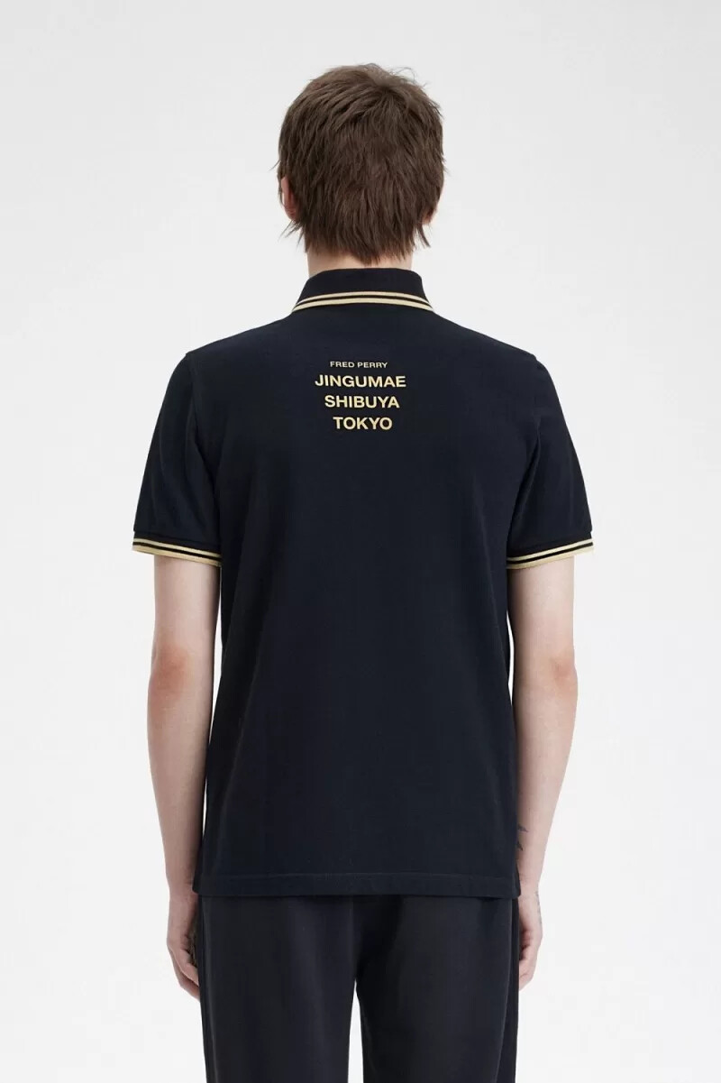 fred perry tokyo m12 herren-poloshirt schwarz champagner