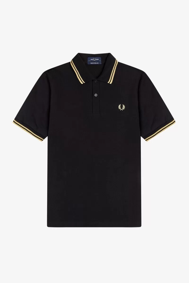 fred perry tokyo m12 herren-poloshirt schwarz champagner