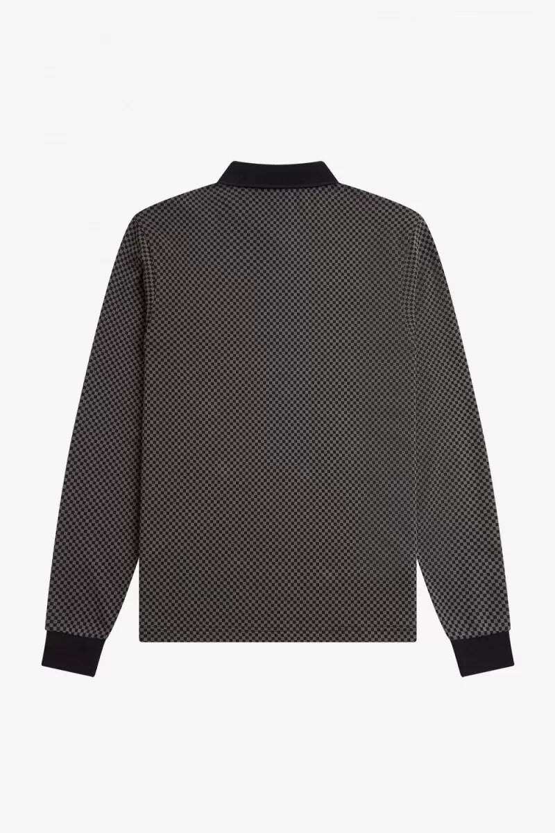 fred perry micro chequerboard herren-poloshirt schwarzgrün