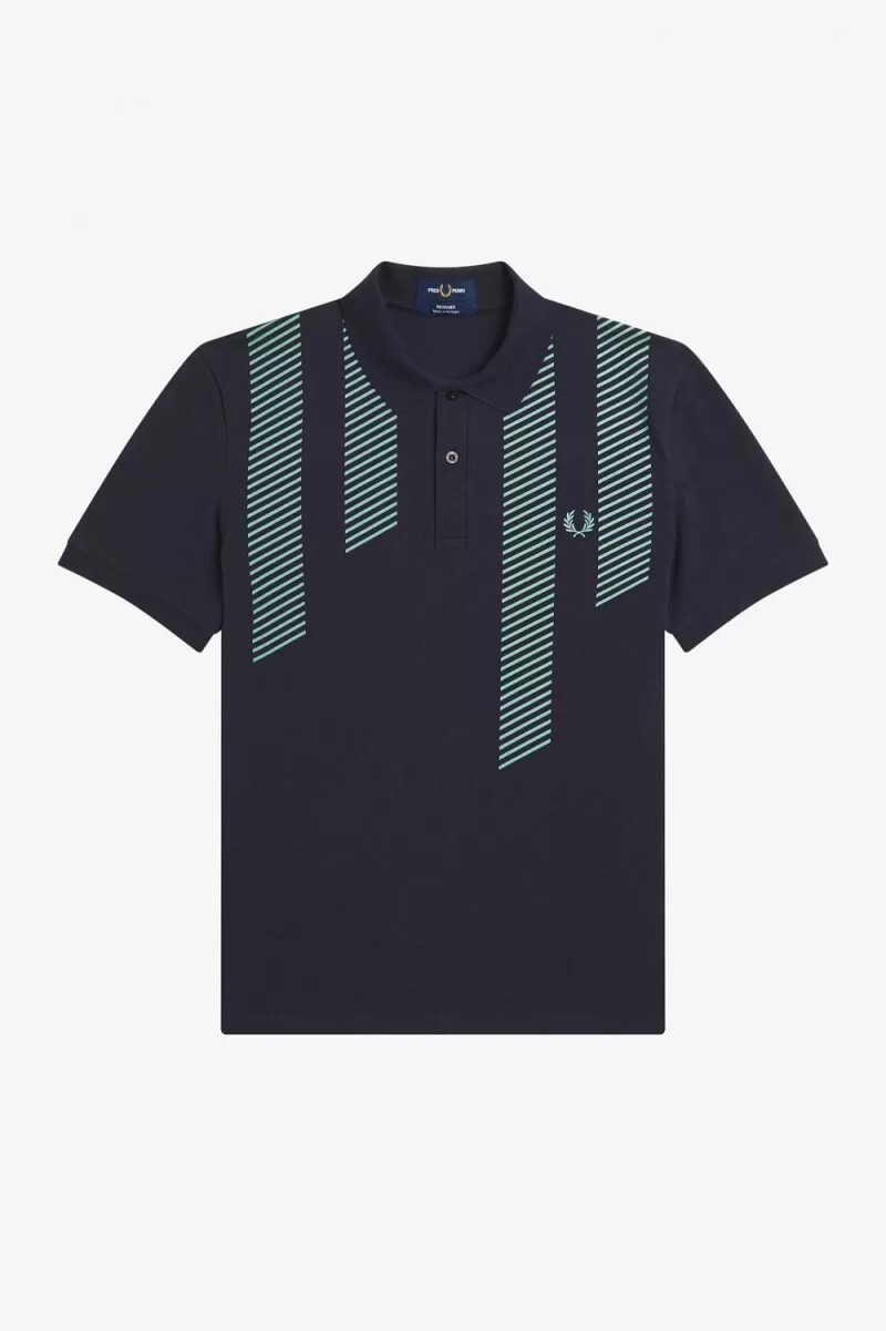 fred perry glitch stripe herren-poloshirt marineblau