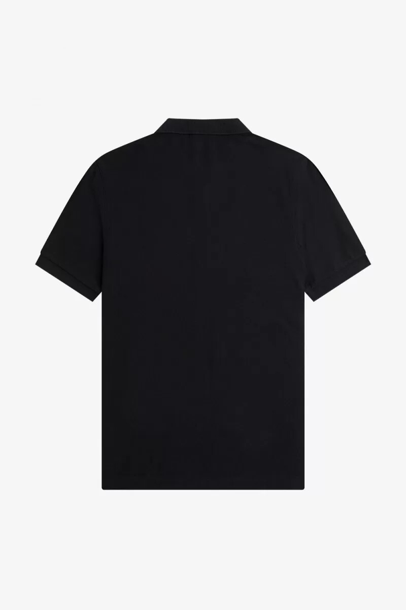 fred perry herren-poloshirt mit strukturierter oberfläche und reißverschlusskragen schwarz