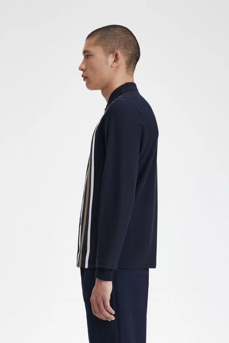 fred perry langarm-poloshirt mit farbverlaufstreifen für herren marineblau