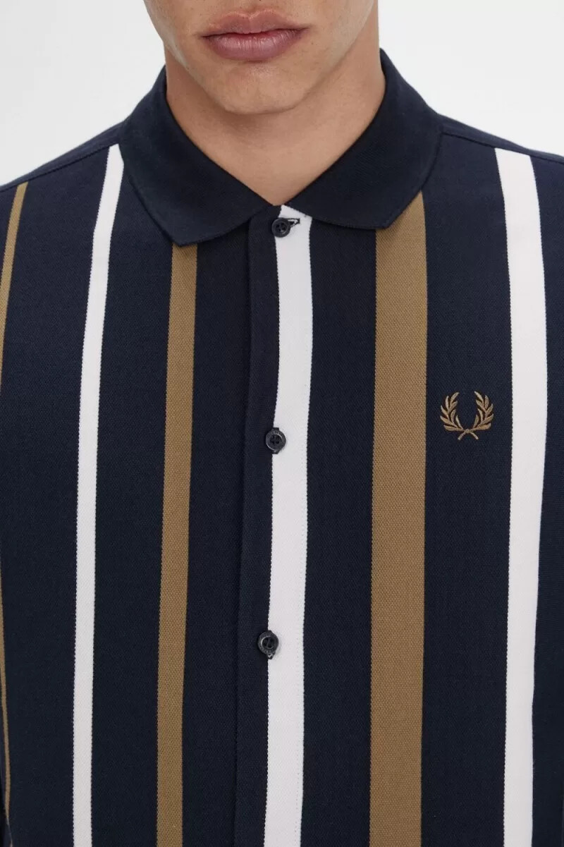 fred perry langarm-poloshirt mit farbverlaufstreifen für herren marineblau