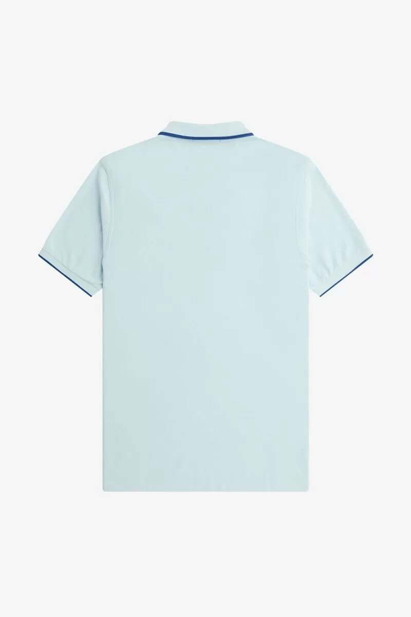 fred perry herren-poloshirt aus krepp-piqué mit reißverschlusskragen hellblau