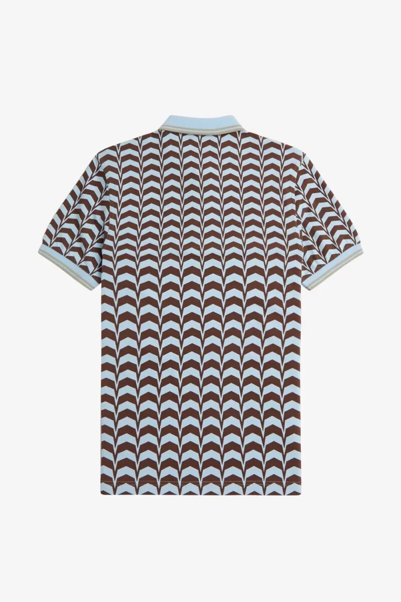 fred perry herren-polohemd mit auffälligem muster türkis