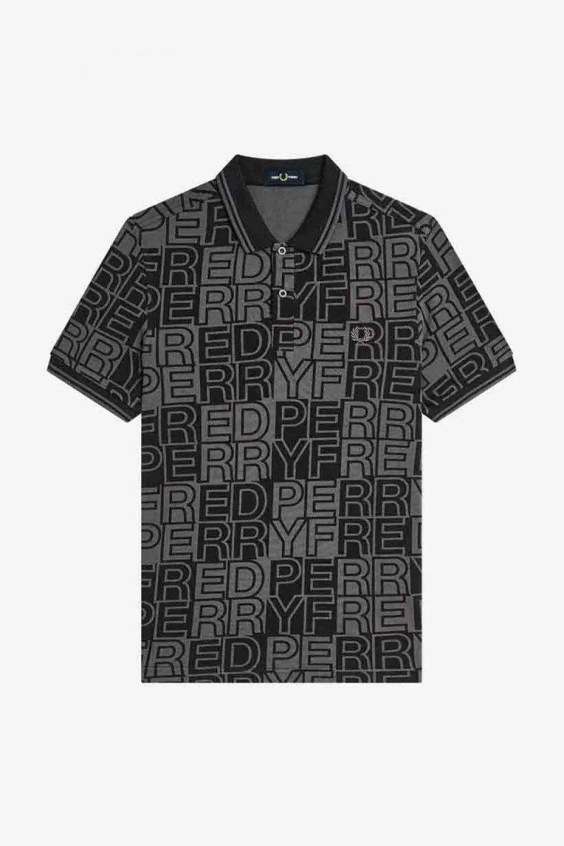 fred perry herren-poloshirt mit blockgrafik gunmetal