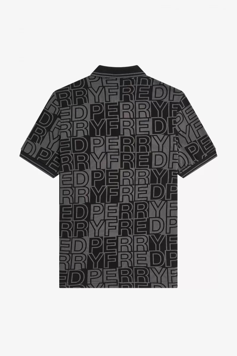 fred perry herren-poloshirt mit blockgrafik gunmetal