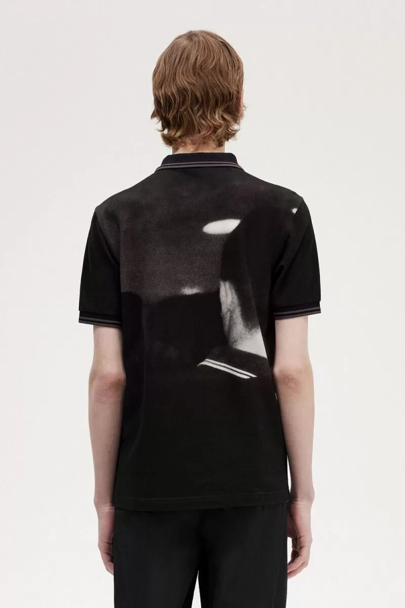 fred perry rave graphic herren-poloshirt schwarz