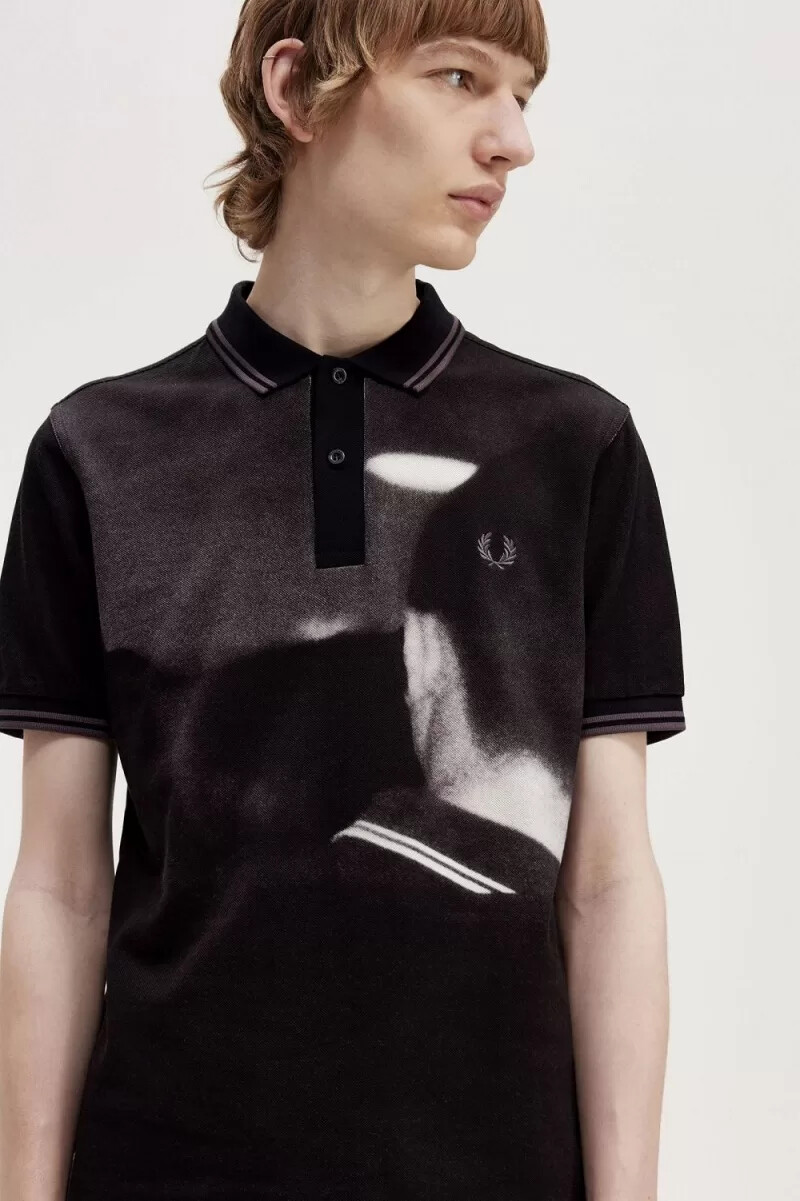 fred perry rave graphic herren-poloshirt schwarz