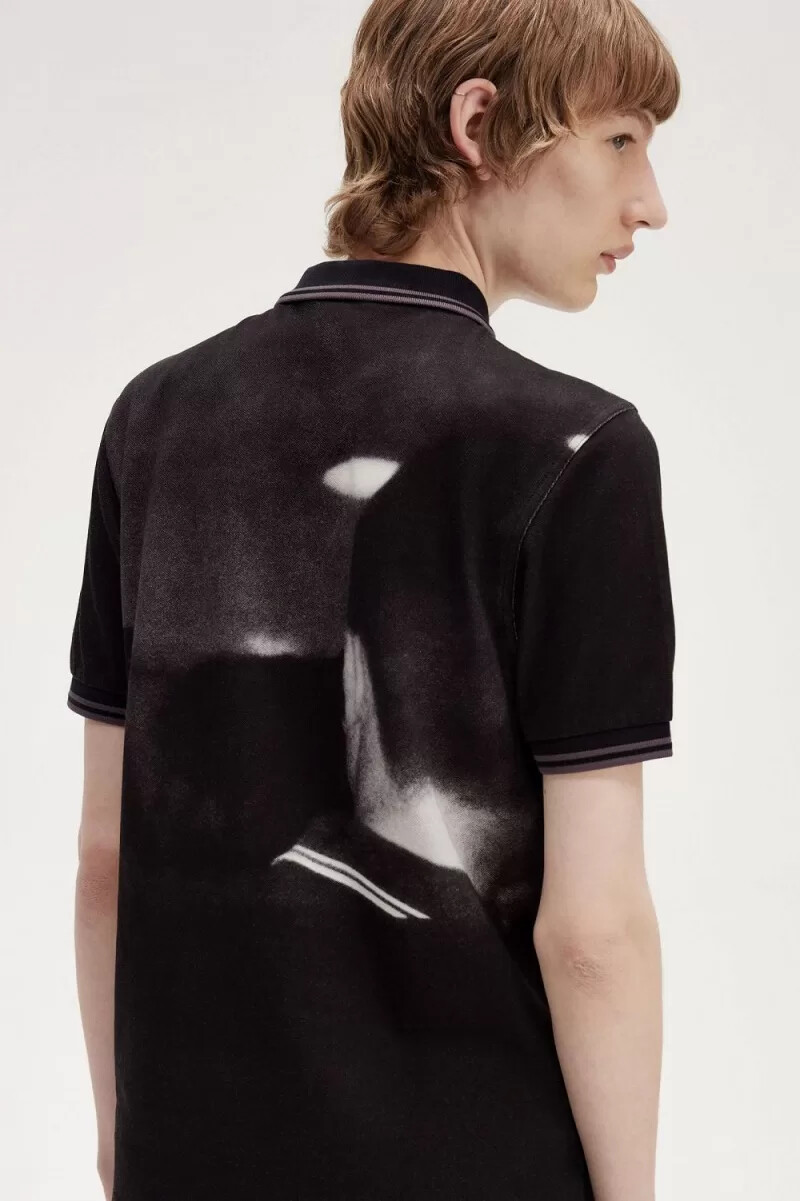 fred perry rave graphic herren-poloshirt schwarz