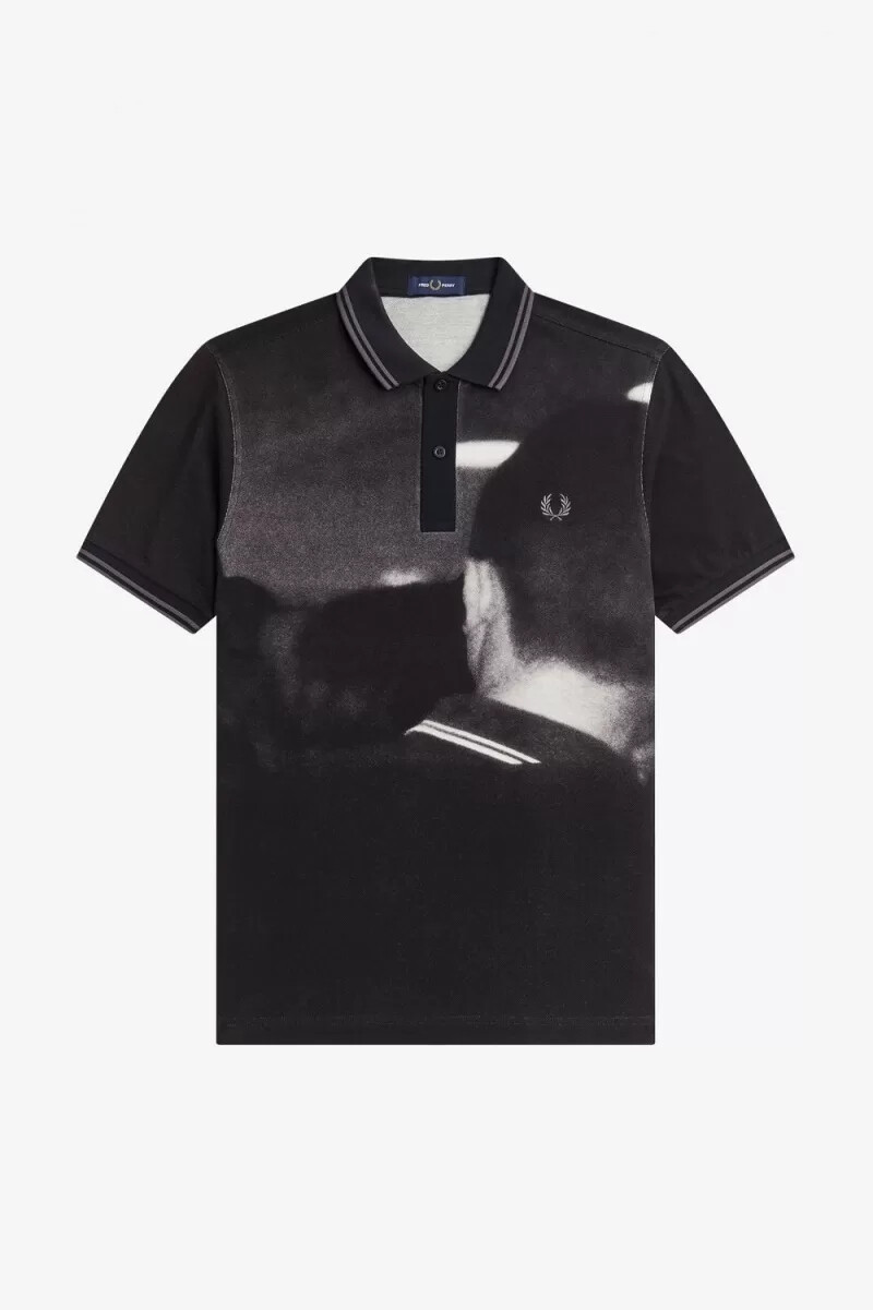 fred perry rave graphic herren-poloshirt schwarz
