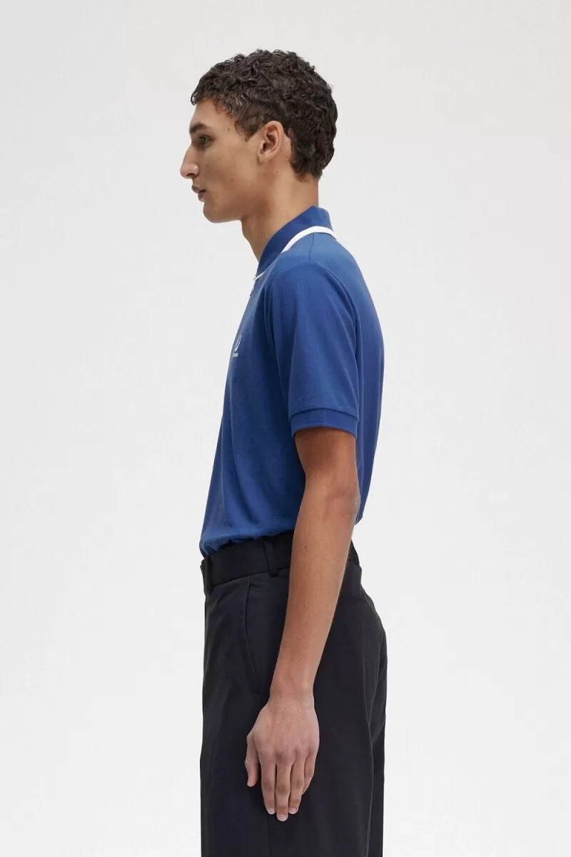 fred perry herren-poloshirt mit halbem reißverschluss königsblau