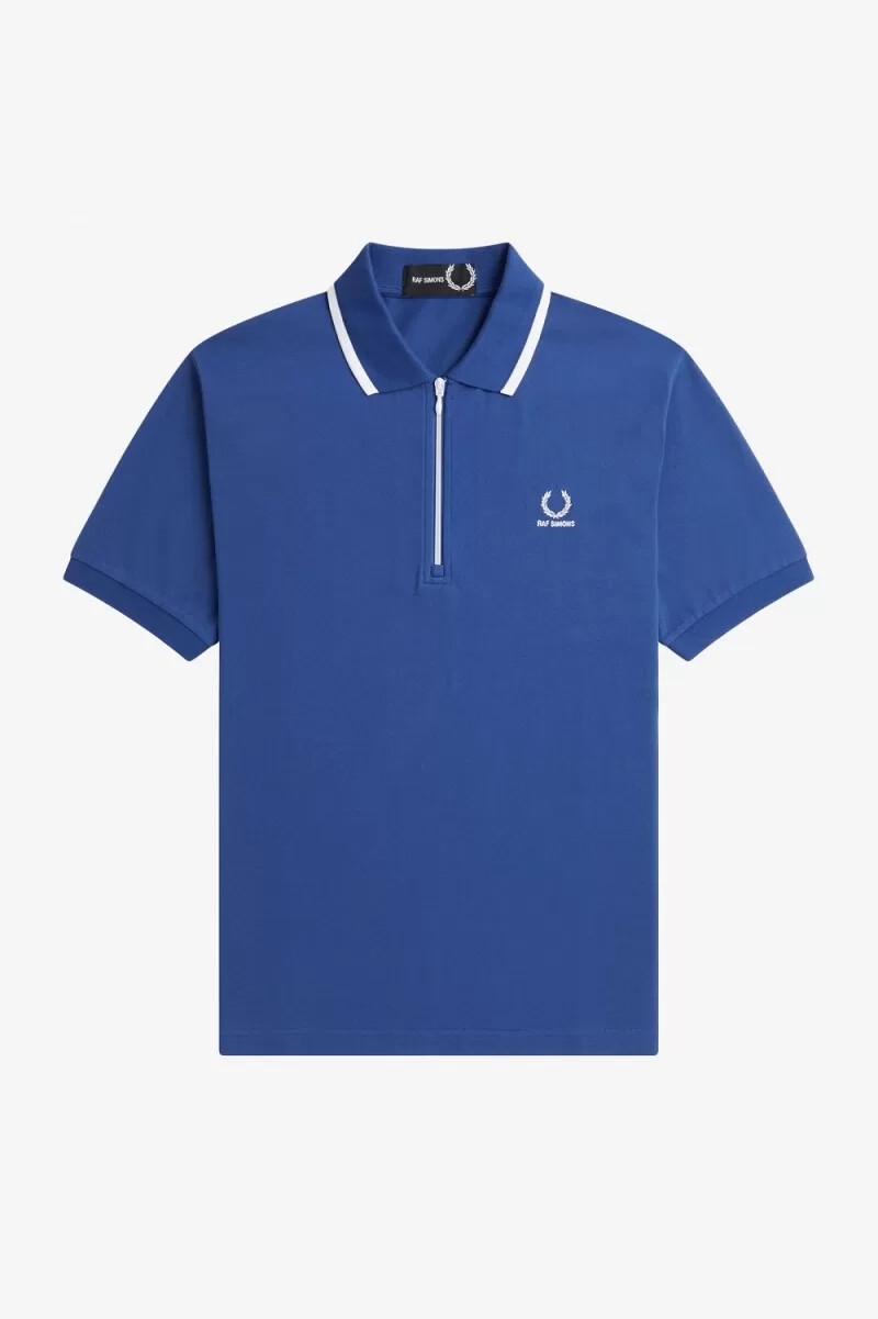 fred perry herren-poloshirt mit halbem reißverschluss königsblau