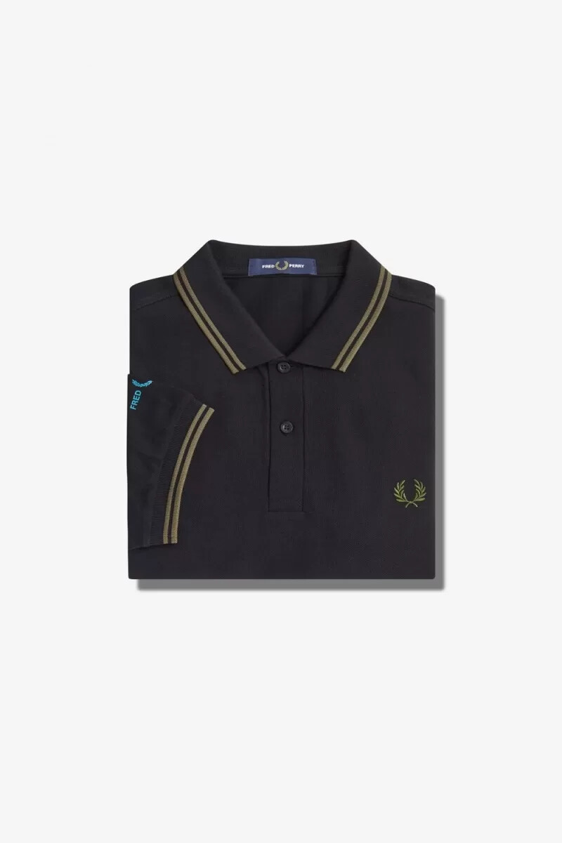 fred perry herren-poloshirt mit grafikprint schwarz