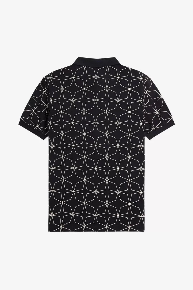 fred perry herren-poloshirt mit geometrischem muster schwarz