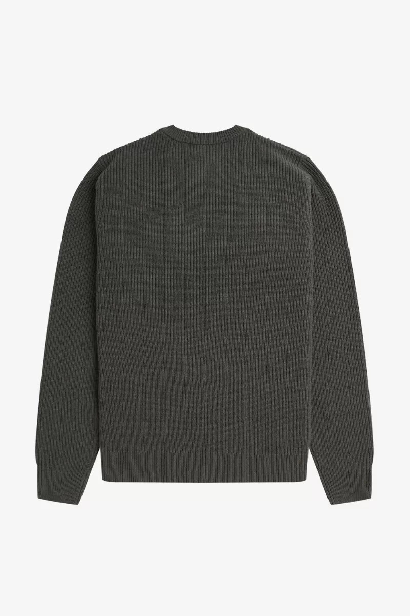 fred perry herrenpullover aus strukturierter lammwolle feldgrün