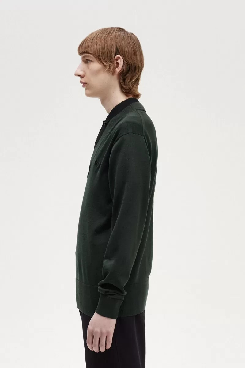 fred perry herrenpullover mit v-ausschnitt nachtgrün