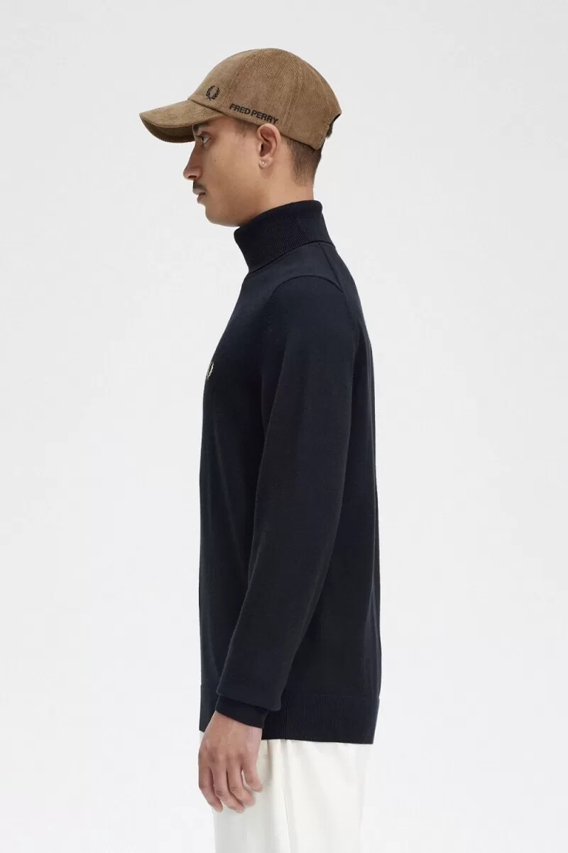 fred perry rollkragenpullover für herren schwarz