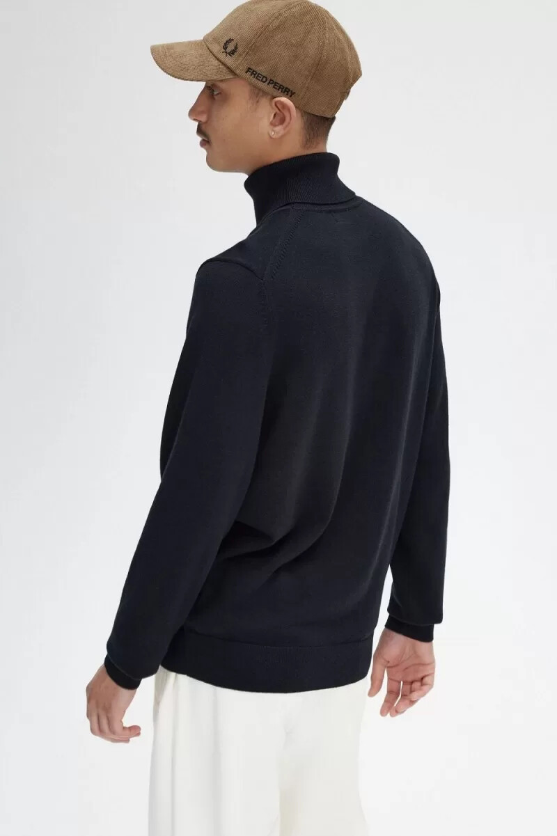 fred perry rollkragenpullover für herren schwarz