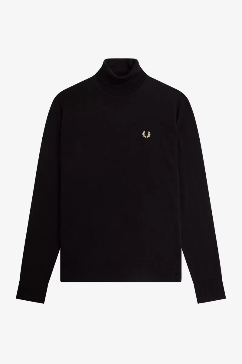 fred perry rollkragenpullover für herren schwarz