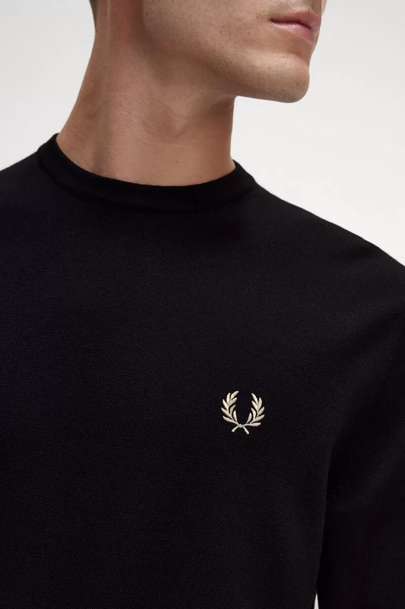 fred perry klassischer herrenpullover mit rundhalsausschnitt schwarz