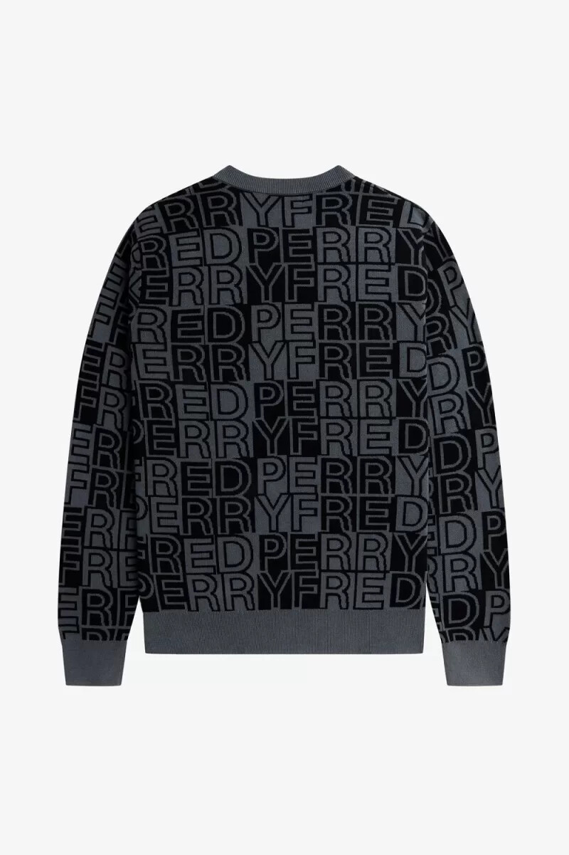 fred perry herrenpullover mit blockgrafik gunmetal