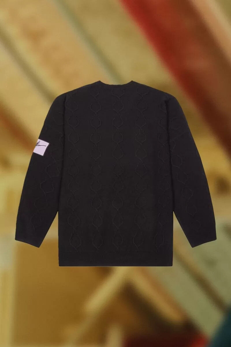 fred perry oversized lorbeerkranz herrenpullover schwarz